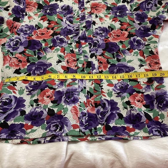 Bleyle Y2K Purple Red Green Floral Button-Up Blouse Polka Dots Fairycore L/XL - Picture 5 of 7